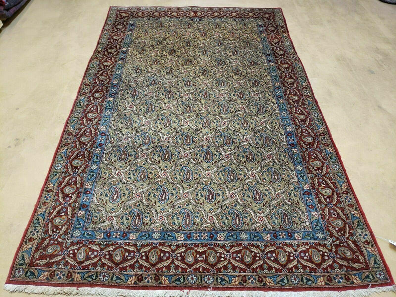 4' X 7' Handmade Turkish Wool Rug Paisley Hand Knotted Flowers One Of A Kind