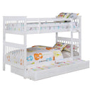 Slatted - Headboard Twin / Twin Bunk Bed With Built In Ladder Design - White by HouseOfZazla