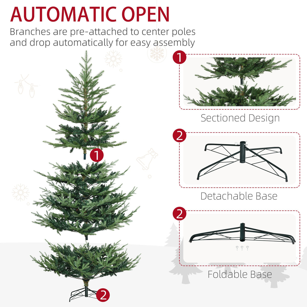 HOMCOM 7.5 Foot Artificial Christmas Tree, photo 4 of 10