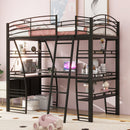 Loft Bed With 4 Layers Of Shelves And L-Shaped Desk, Stylish Metal Frame Bed With A Set Of Sockets, USB Ports And And Wireless Charging by HouseOfZazla