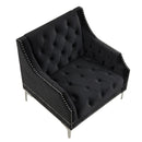 55.5" Modern Sofa Dutch Plush Upholstered Sofa with Metal Legs, Button Tufted Back Black