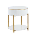 Daveigh - High Gloss End Table - Gold / White by HouseOfZazla