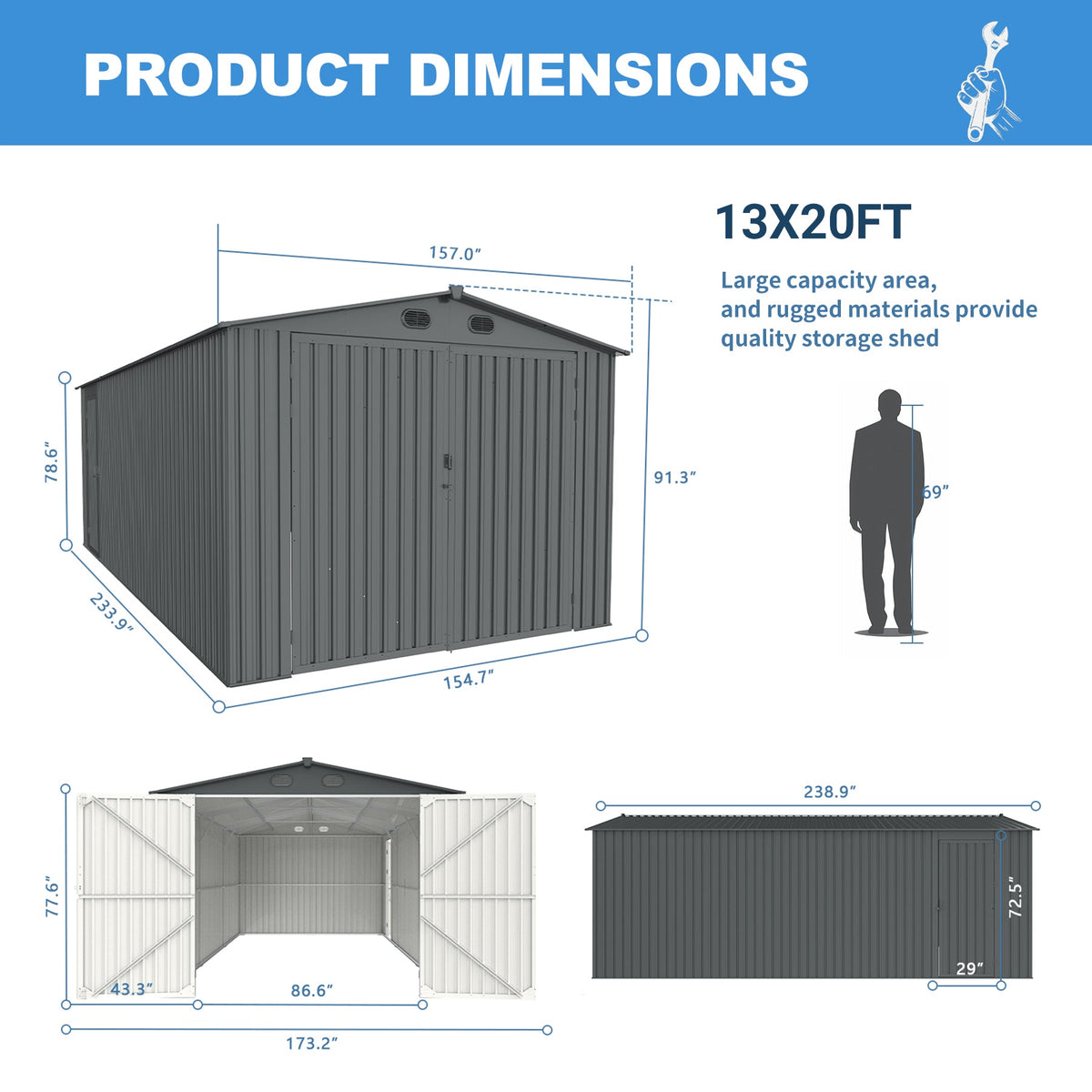 Outdoor Storage Shed 20x13 FT, photo 8 of 10