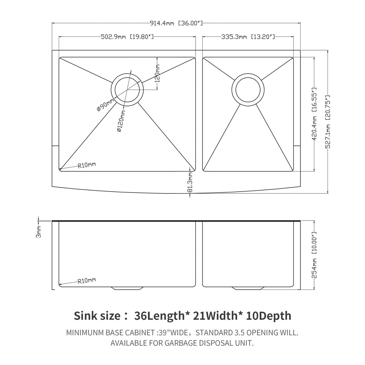 Double Bowl Farmhouse Sink, Stainless Steel Apron Front, photo 8 of 9