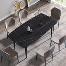 70.87" Modern Artificial Stone Curved Metal Leg Dining Table, Can Accommodate 6-8 People by HouseOfZazla
