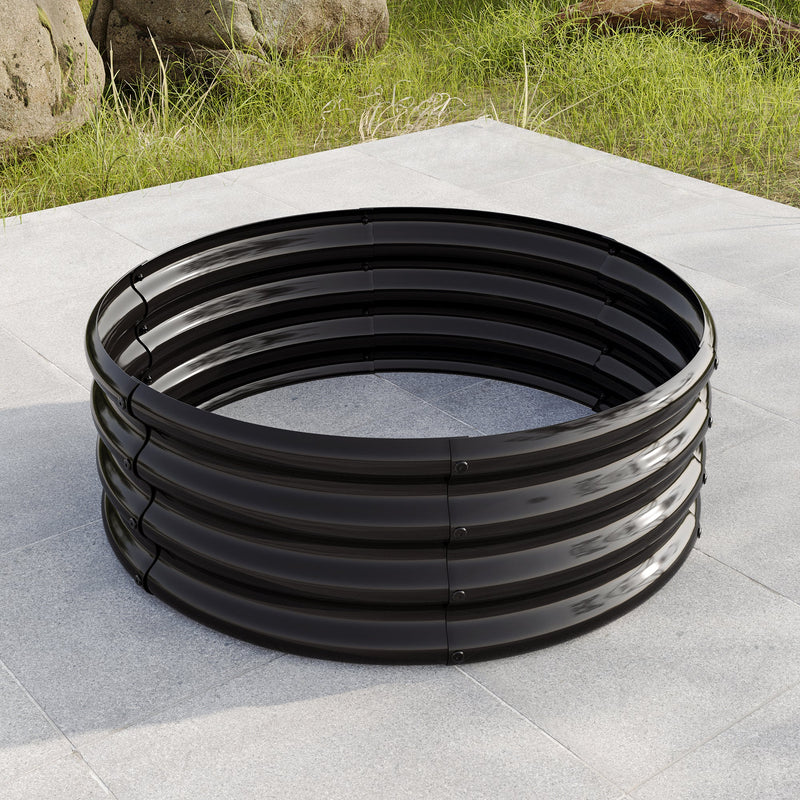 32.08"x11.4" Tall Round Raised Garedn Bed,Metal Raised Beds for Vegetables, Outdoor Garden Raised Planter Box, Backyard Patio Planter Raised Beds for Flowers, Herbs, Fruits Black