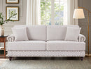 82" Chenille modern Upholstered Sofas 2 Seater Couches with Nails and Armrests (White)