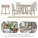 5-Piece Retro Functional Dining Set, Round Table with a 16"W Leaf and 4 Upholstered Chairs for Dining Room and Living Room (Natural)