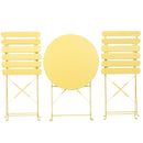 3 Pieces Patio Bistro Balcony Metail Chair Table Set-Yellow