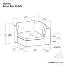 Jasmine - Corner Sofa Module - Gray by HouseOfZazla