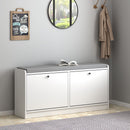 Shoe Storage Bench With Cushion, Entryway Organizer Cabinet For Hallway - White by HouseOfZazla