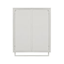 23.62"Glass Doors Modern Two-door Wall Cabinet with Featuring Two-tier Enclosed Storage, an Open Shelf, and Towel Rack, for Entryway Living Room Bathroom Dining Room