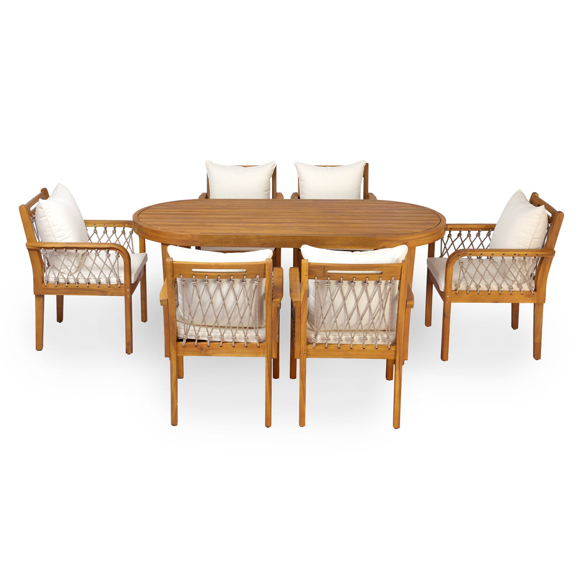 7-Piece Outdoor Acacia Wood Dining Set, photo 4 of 10