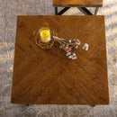 31.3"Modern Retro Splicing Square Coffee Table, Fir Wood Table Top with Cross Legs Metal Base (Set of 2 pcs)