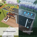 Lean To Shed With Open Sided Pergola, Outdoor Storage Shed & Attached Hardtop Gazebo Combo - Gray by HouseOfZazla