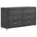Melody 6-drawer Upholstered Dresser Grey