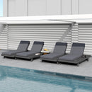 Lounge Chaise Set in Black Acacia Wood with Water-Resistant Cushions