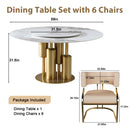 59" Round Sintered Stone Dining Table Set