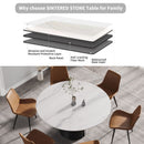 59.05" Modern Artificial Stone Round Carbon Steel Base Dining Table - White / Black by HouseOfZazla
