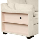 90" Pull Out Sleeper Sofa L-Shaped Couch Convertible Sofa Bed with Storage Chaise, Storage Racks and USB Ports (SG001340AA), Beige