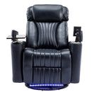 270 degree Power Swivel Recliner, Home Theater Seating With Hidden Arm Storage and LED Light Strip, Cup Holder, 360 degree Swivel Tray Table, and Cell Phone Holder, Soft Living Room Chair, Blue