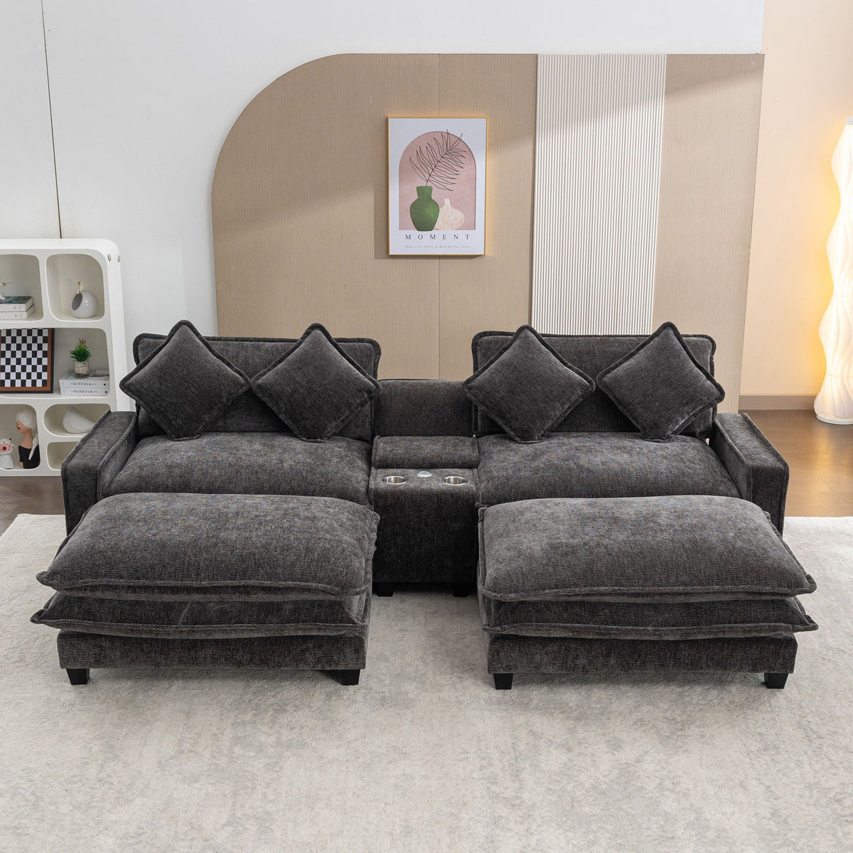 Modern Sectional Sofa With Removable Ottomans, USB Ports, photo 36 of 40