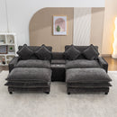 Modern Sectional Sofa With Removable Ottomans, USB Ports by HouseOfZazla