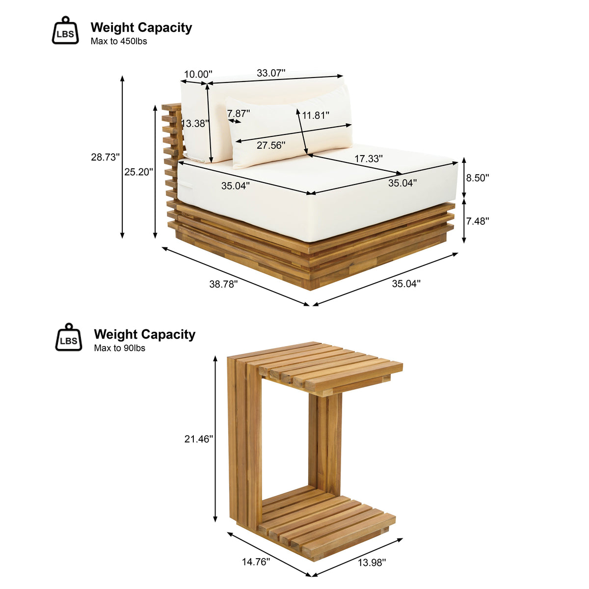 Oversized Outdoor 3-Piece Chat Set with Two Club Chairs and Side Table, photo 4 of 10
