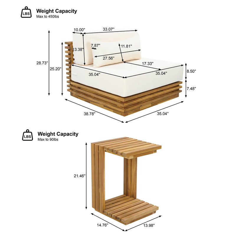 Oversized Outdoor 3-Piece Chat Set with Two Club Chairs and Side Table, photo 4 of 10