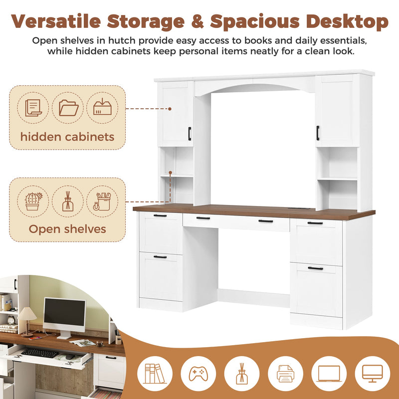 ON-Trend Farmhouse Arched Computer Desk with Hutch, photo 5 of 10