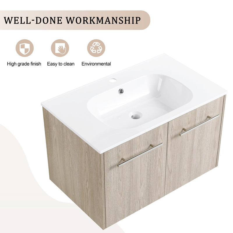 30 Inch Wall Mounted Bathroom Vanity (KD-Packing)-BEO