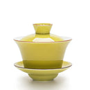 Celadon light blue tea set with gold rim dining room tea tureen by Decorbites