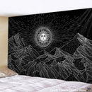Celestial black & white stars mandala tapestry bedroom wall decor by Decorbites