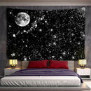 Celestial black & white stars mandala tapestry bedroom wall decor by Decorbites