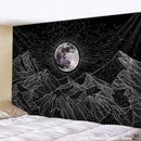 Celestial black & white stars mandala tapestry bedroom wall decor by Decorbites