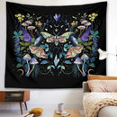 Celestial botanical tapestry wall hanging black bedroom decor by Decorbites