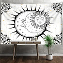 Celestial mandala hippie black & white wall hanging bedroom tapestry by Decorbites
