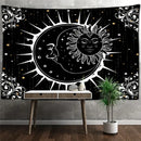 Celestial mandala hippie black & white wall hanging bedroom tapestry by Decorbites