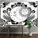 Celestial mandala hippie black & white wall hanging bedroom tapestry by Decorbites