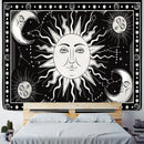 Celestial mandala hippie black & white wall hanging bedroom tapestry by Decorbites