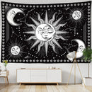 Celestial mandala hippie black & white wall hanging bedroom tapestry by Decorbites
