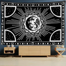 Celestial mandala hippie black & white wall hanging bedroom tapestry by Decorbites