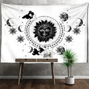 Celestial mandala hippie black & white wall hanging bedroom tapestry by Decorbites