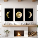 Celestial Moon 3 Piece Wall Decor. Gold Full Moon, Phases by Wall Art Set