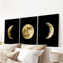 Celestial Moon 3 Piece Wall Decor. Gold Full Moon, Phases by Wall Art Set