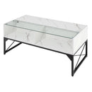 Center Table with Faux Marble and Tempered Glass Top by LJGDeals