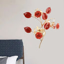 GobekUsa Ceramic and Crystal Branch Wall Lamp with 3 Bulbs and Rose/Leaf Design in Black/White for Bedroom Sconce Lighting