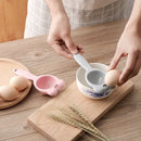 Ceramic blue & white bear boiled eggs holder separator kitchen tool by Decorbites