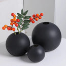 Matte black spherical ceramic vase set of 3 – living room decor by Decorbites