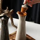 Ceramic seasoning pot set in four glazes – kitchen oil dispensers by Decorbites